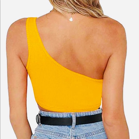 NWOT Ribbed One-Shoulder Crop Top - Picture 3 of 4